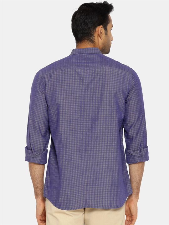 Lavender blue mandarin collar shirt