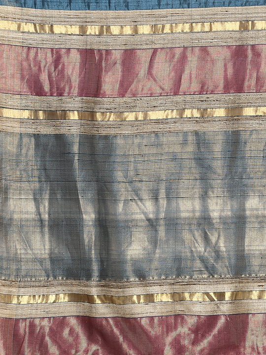Ocean blue tussar silk saree