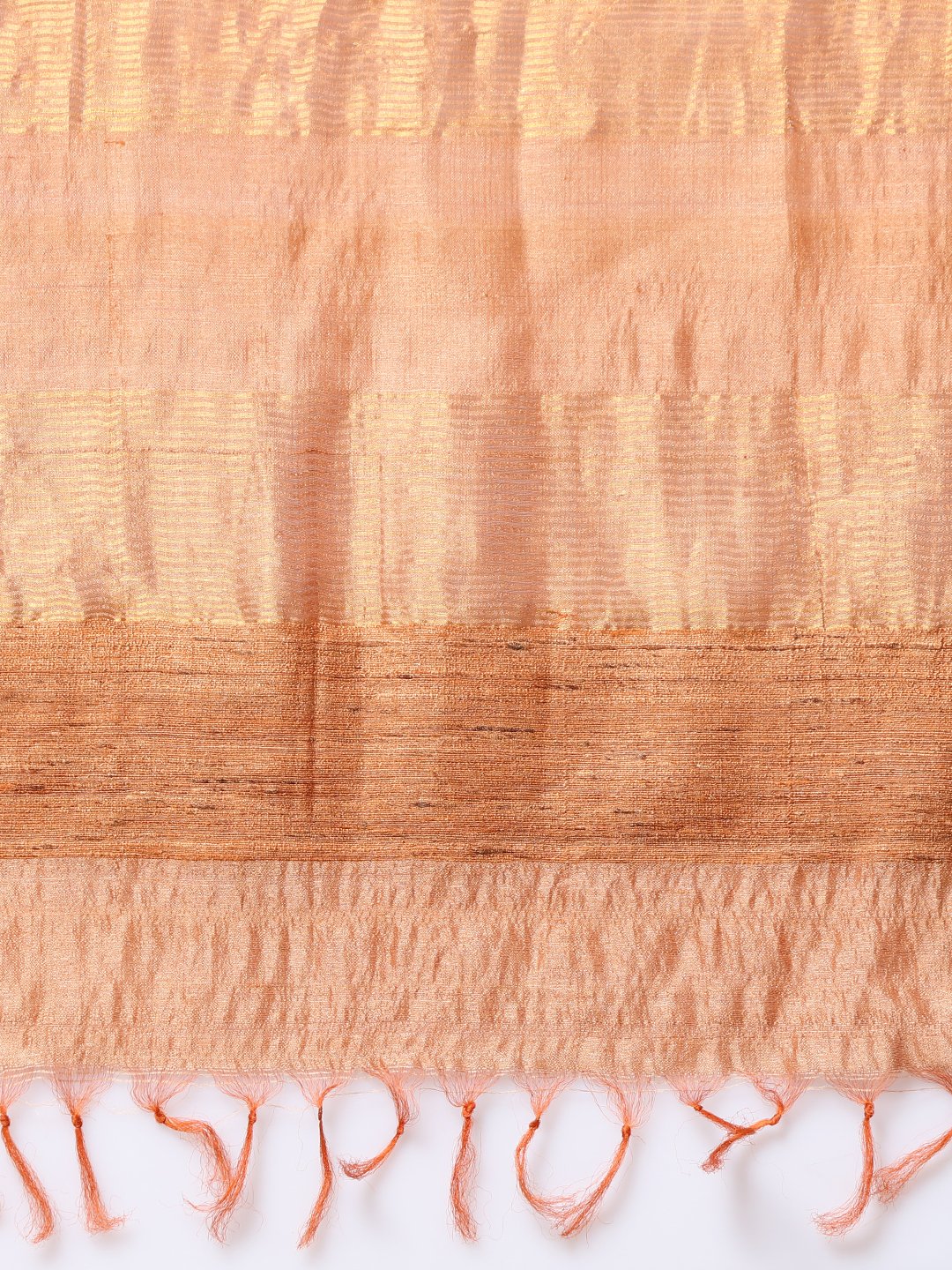 Light orange handloom tussar silk saree
