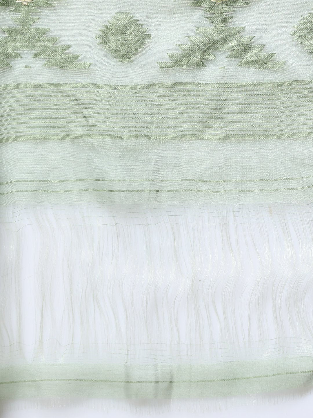 Sage green handloom jamdani cotton silk saree