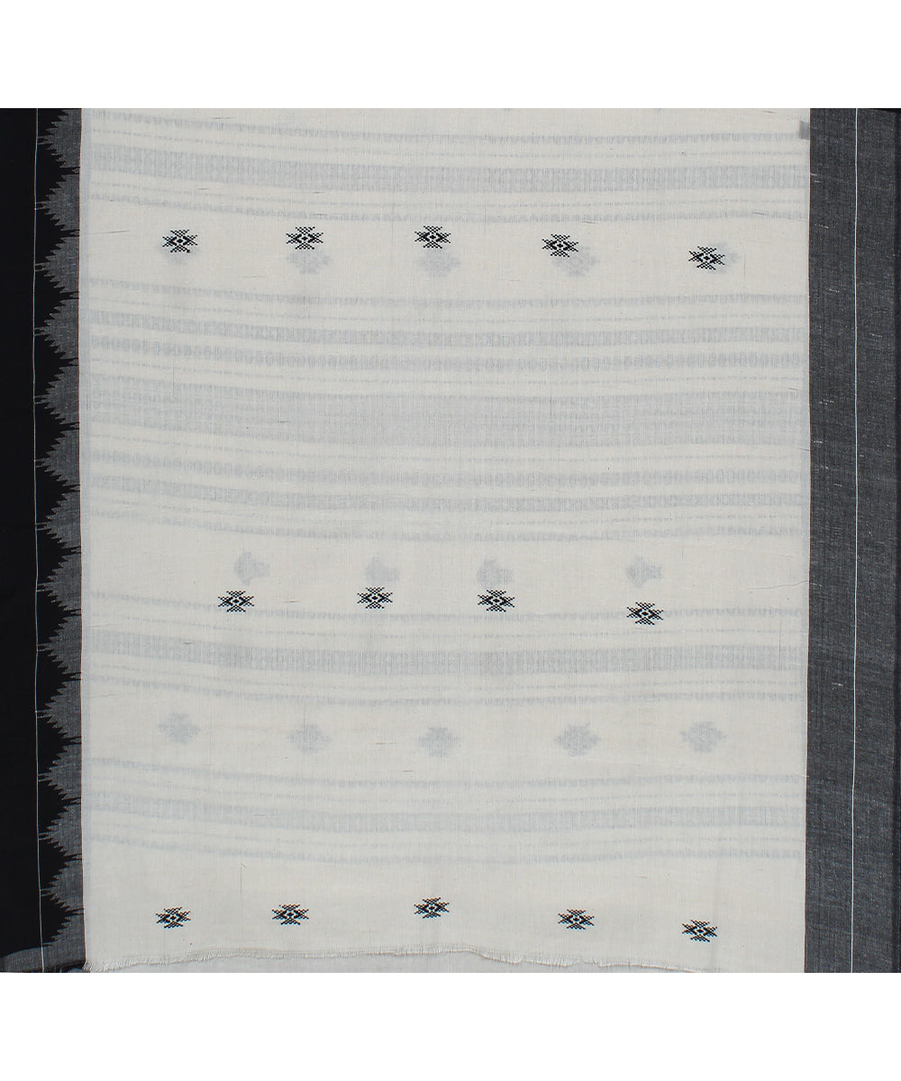 White black handwoven cotton kotpad saree