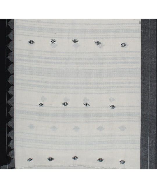 White black handwoven cotton kotpad saree
