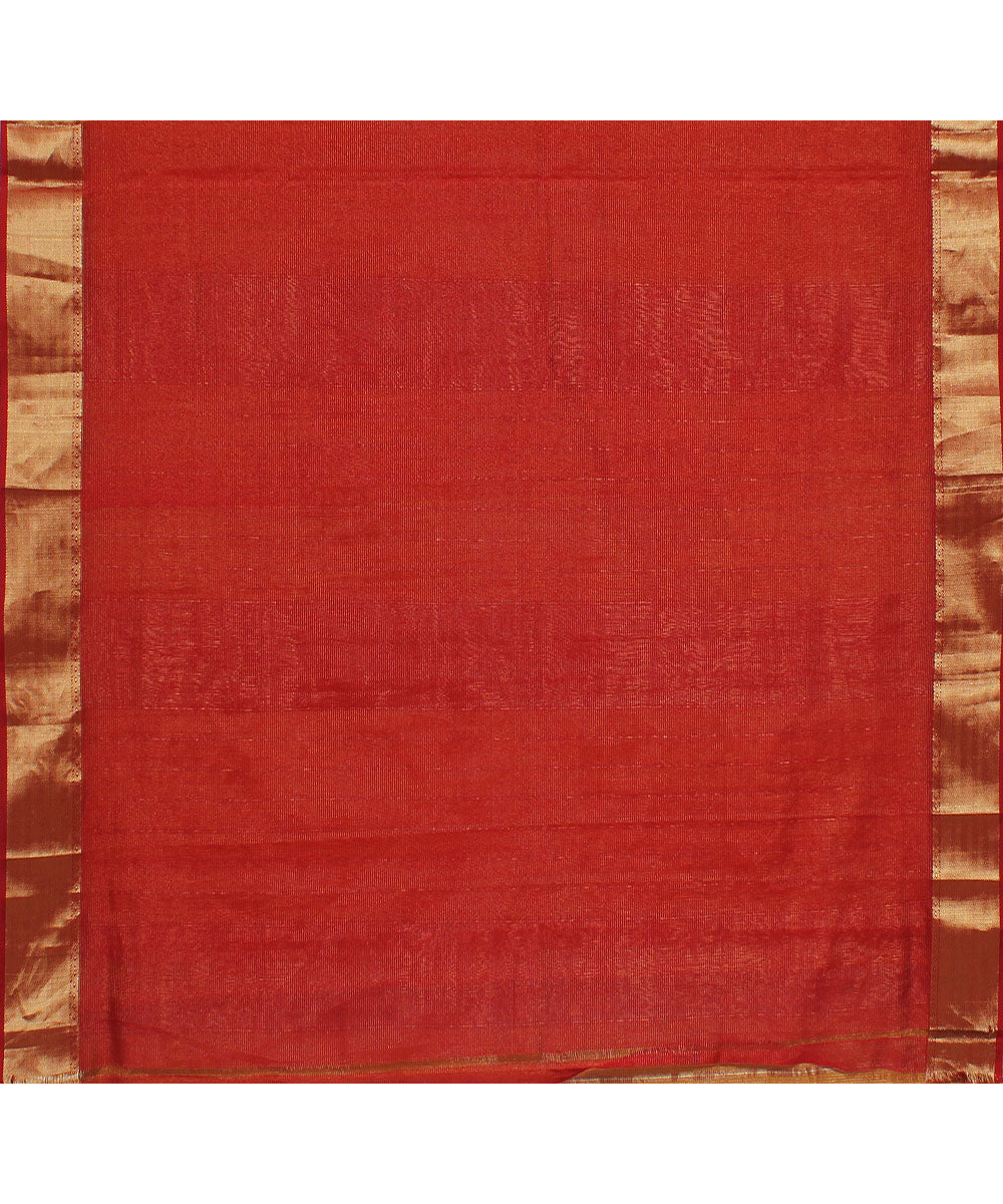 Orange handwoven maheshwari cotton silk saree