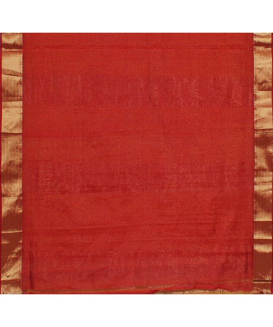 Orange handwoven maheshwari cotton silk saree