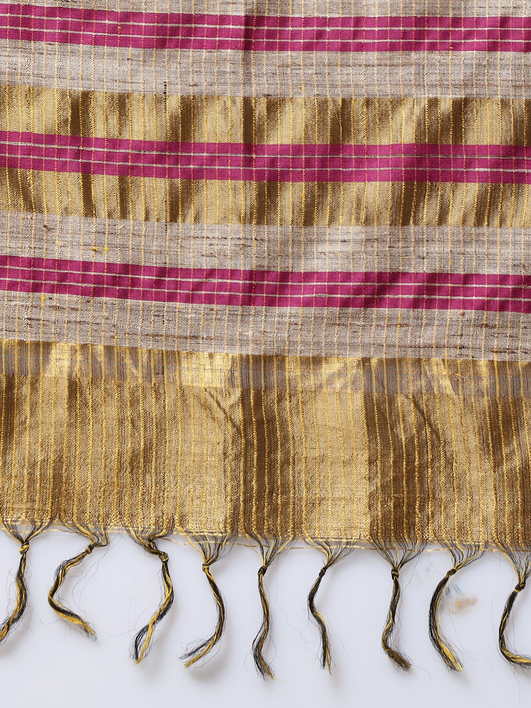 Olive brown handloom tussar silk saree