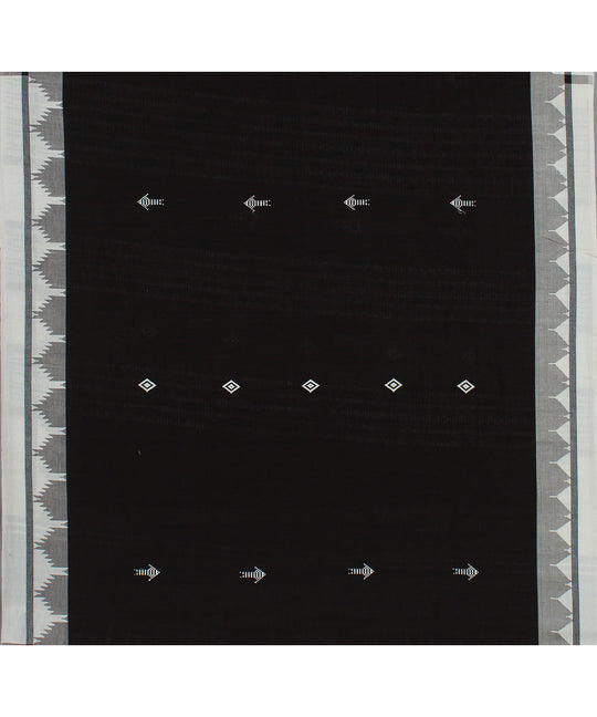Black white handwoven cotton kotpad saree
