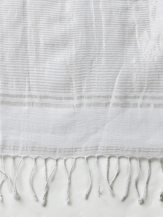 White pink cotton handblock print saree