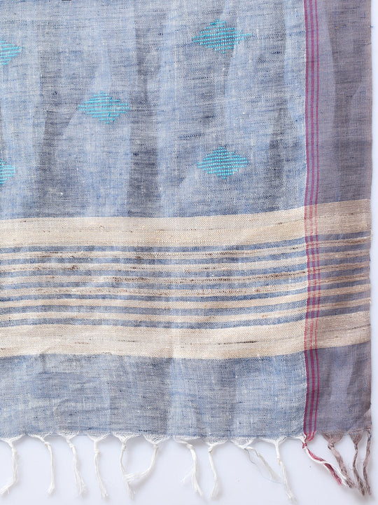 Light grey handloom linen saree