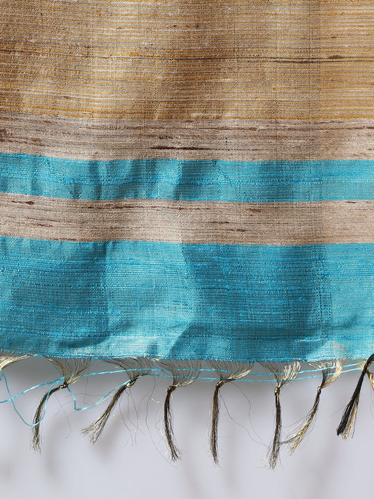 Light sky blue handloom tussar silk saree