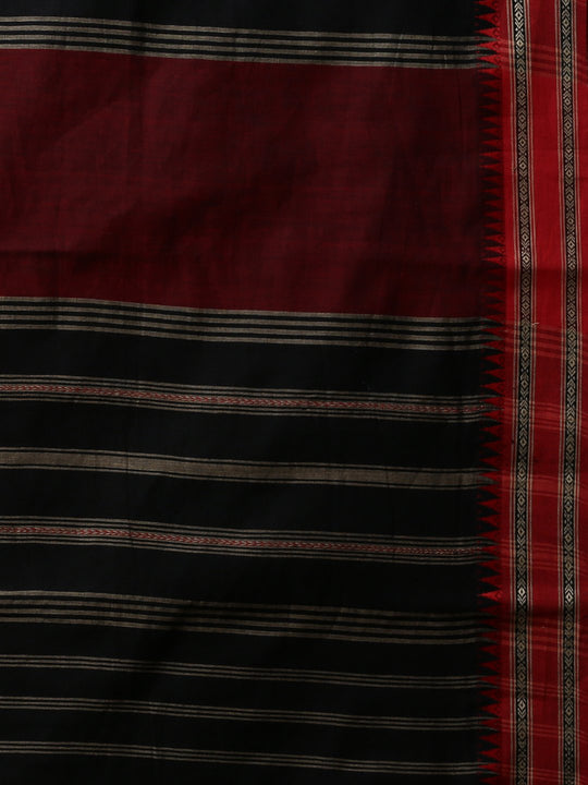 Black handloom phulia cotton saree