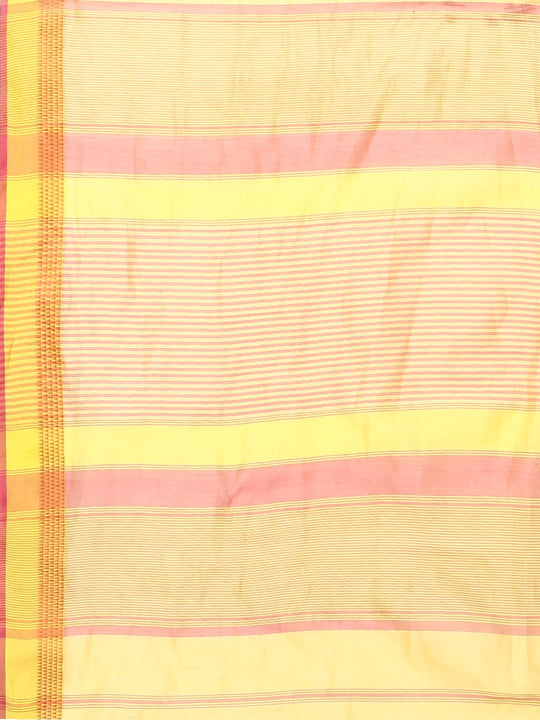 Yellow silk cotton maheshwari saree