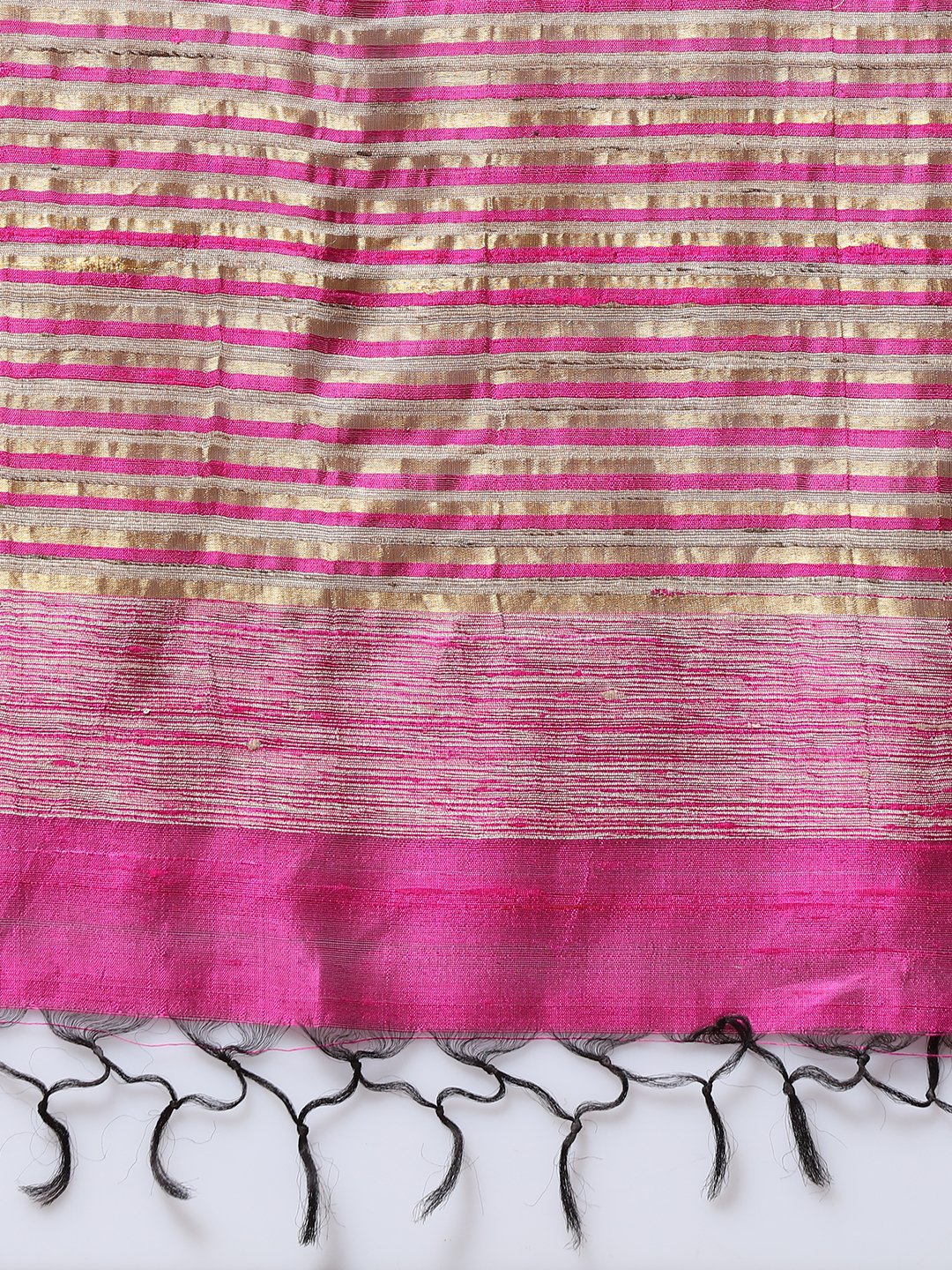 Pink striped handloom tussar silk saree