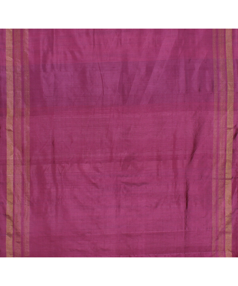 White pink handwoven pochampally ikat saree