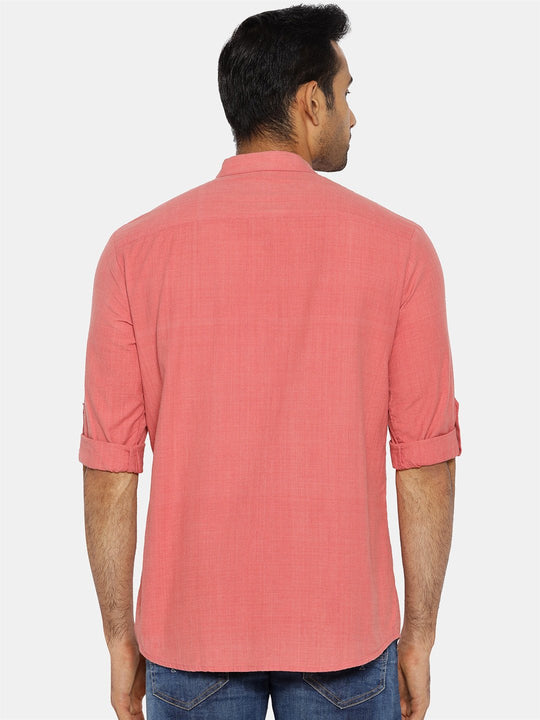 Flamingo pink mandarin collar shirt