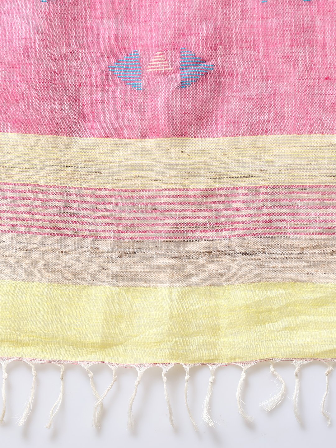 Light yellow handloom linen saree