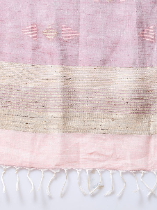 Light peach handloom linen saree