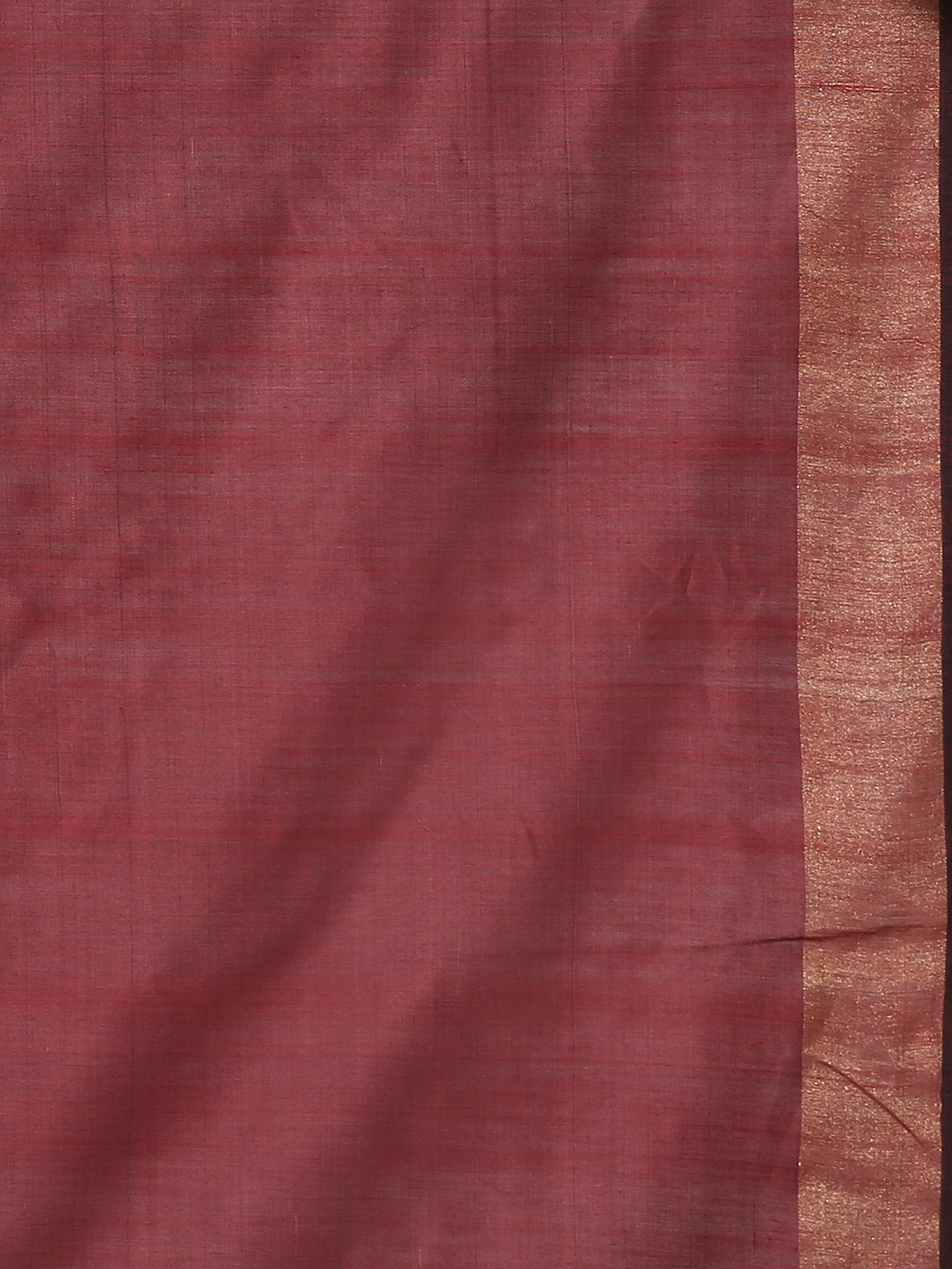 Greyish silver tussar silk saree
