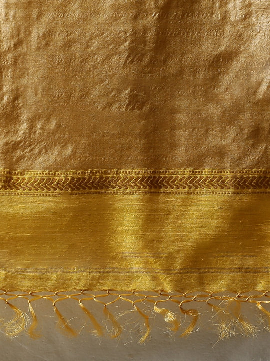Golden yellow matka silk handloom saree