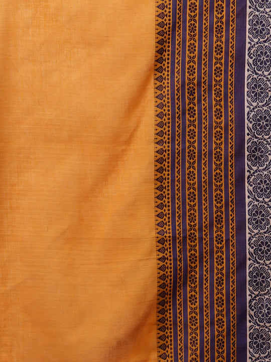 Orange handloom cotton bengal saree
