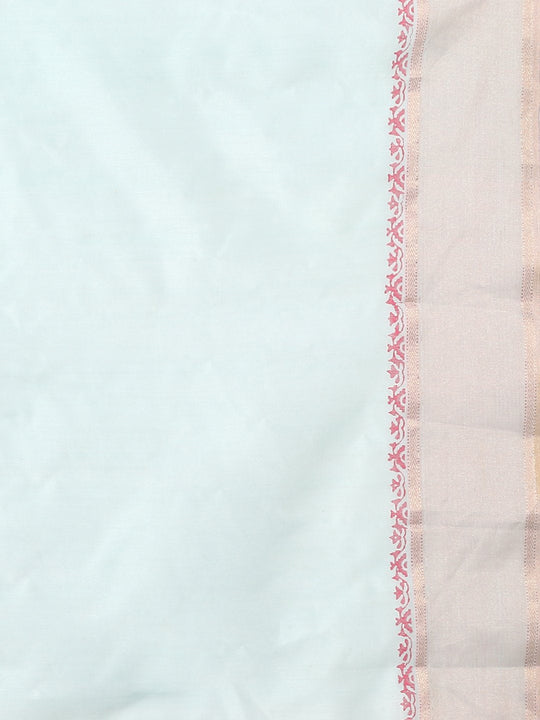 Light pink silk cotton printed maheshwari saree