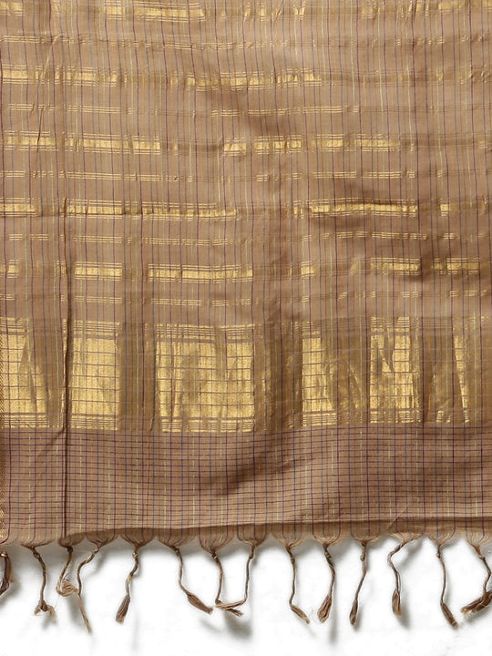 Brown mangalagiri handloom cotton saree