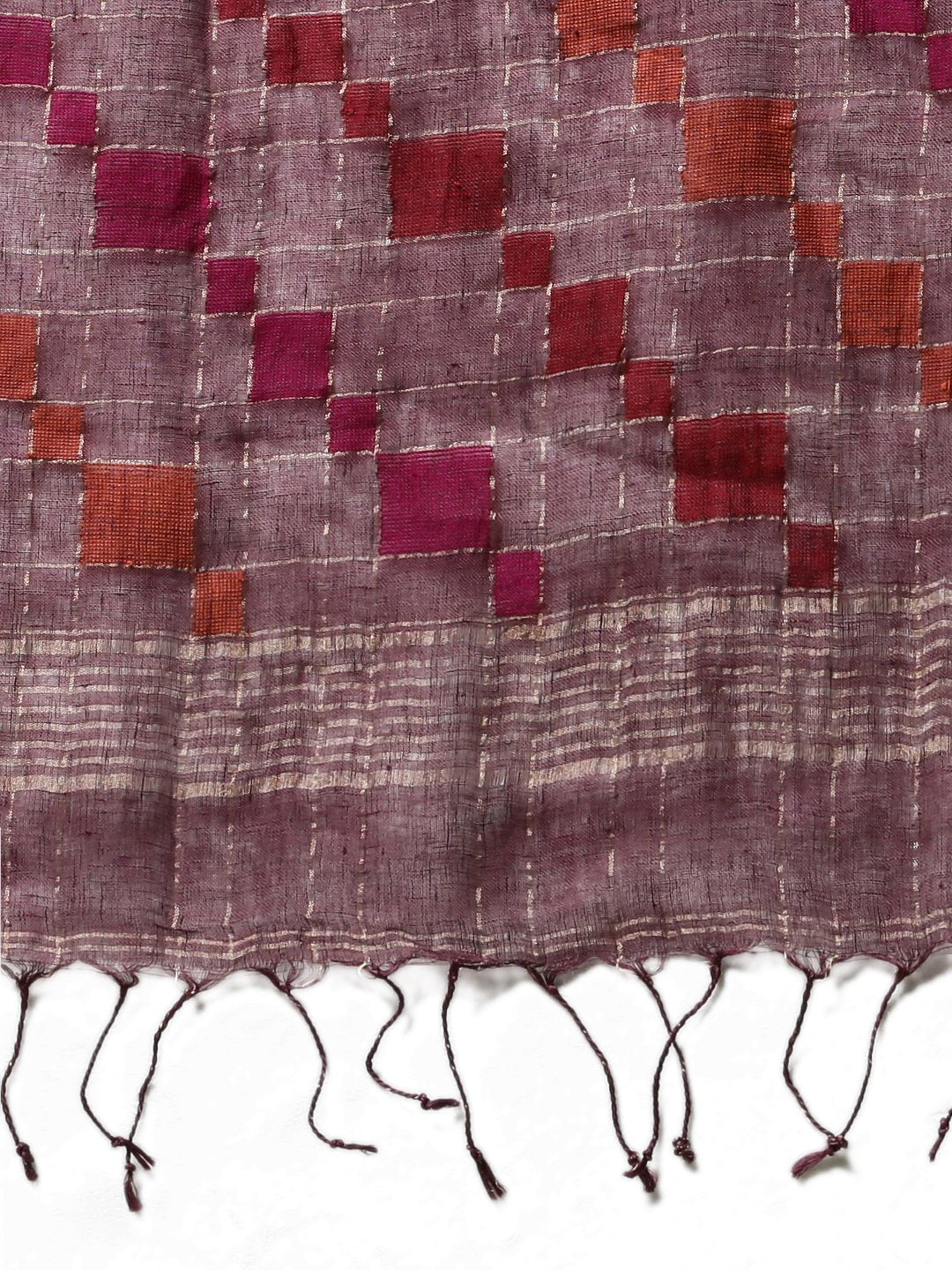Mauve jamdani linen bengal handloom saree