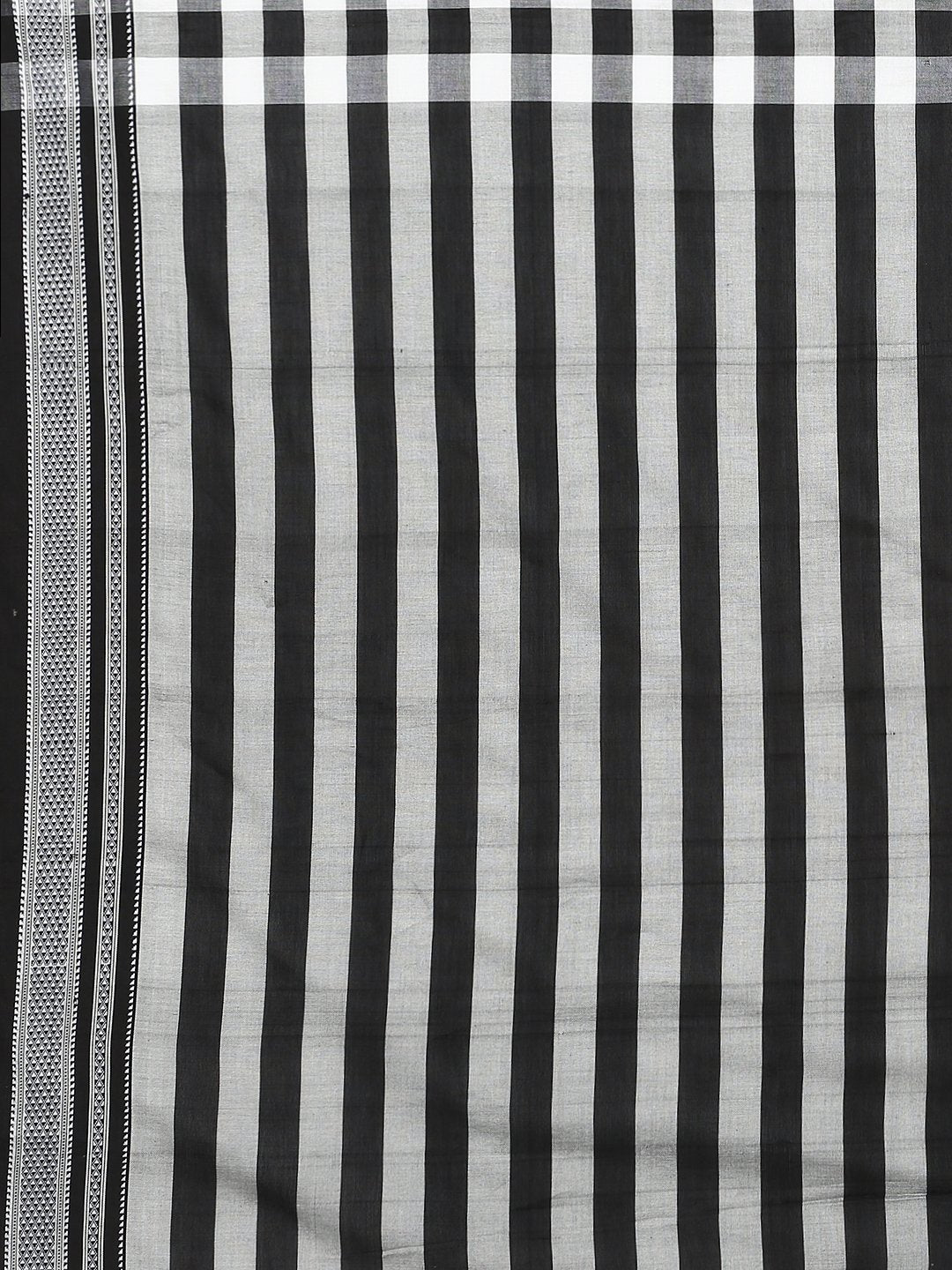 Black & white checkered ilkal cotton saree