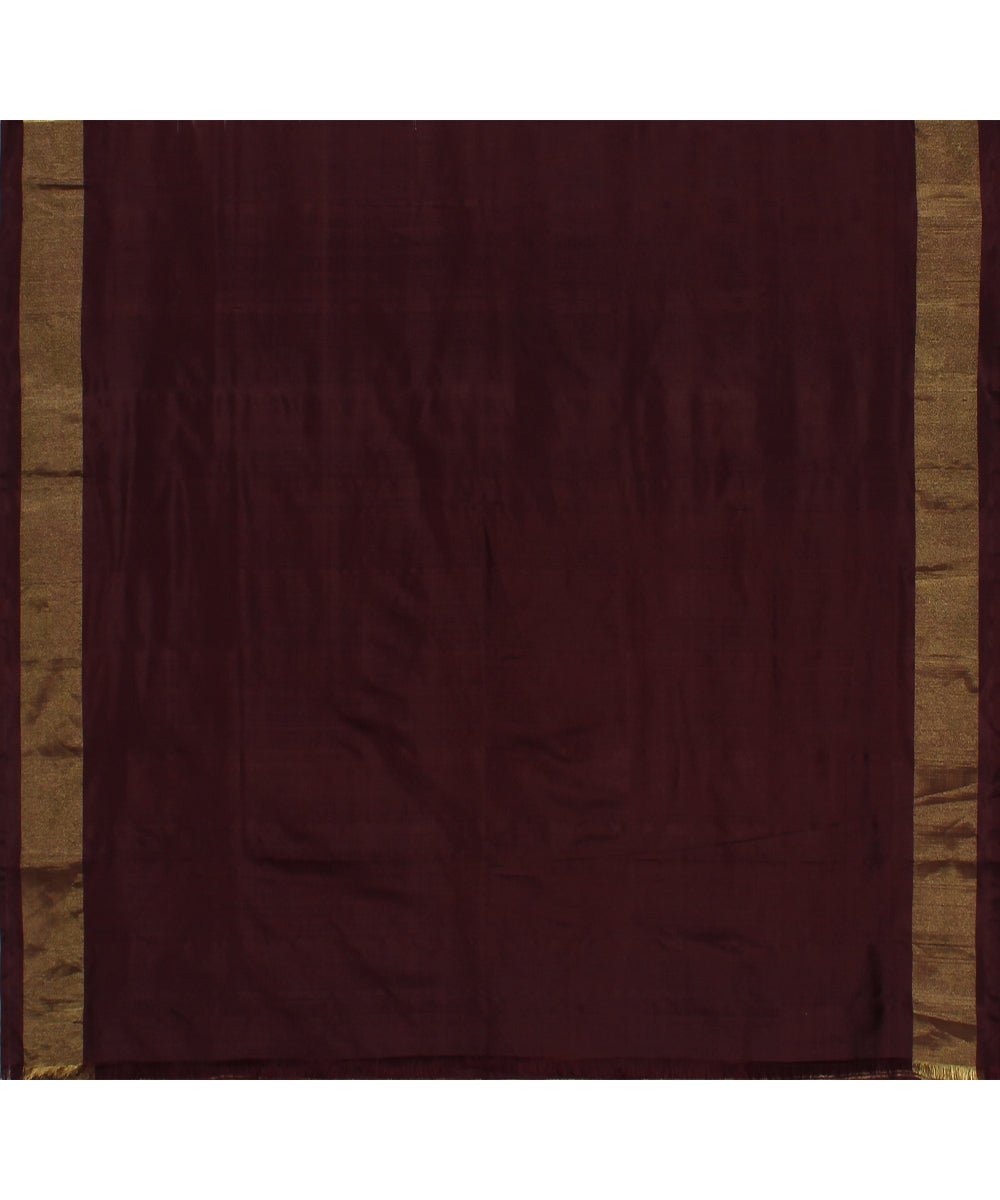 White brown handwoven pochampally ikat saree