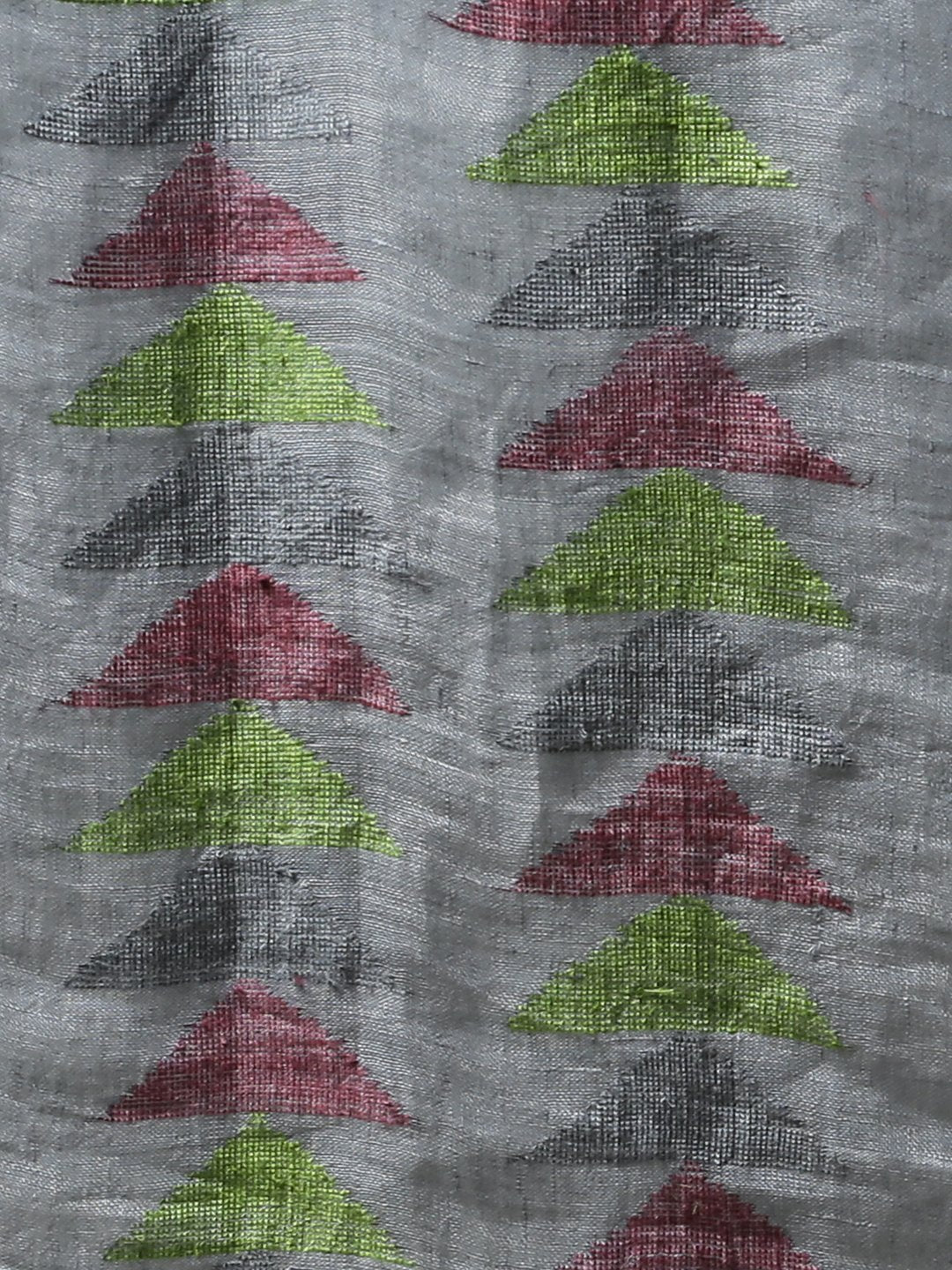 Grey jamdani linen handloom saree
