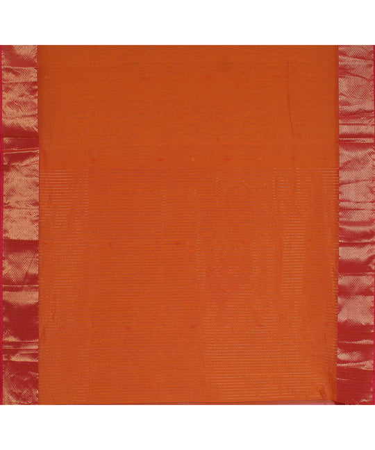 Orange pink handwoven maheshwari cotton silk saree