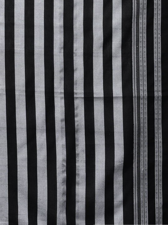 Black white checks ilkal handloom saree