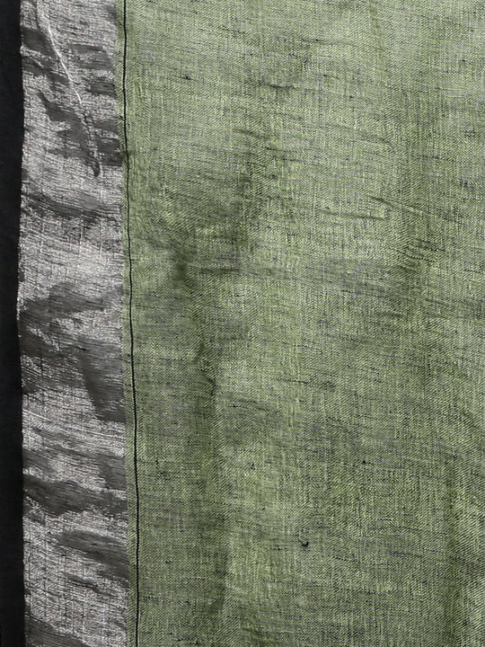 Light green linen handloom saree