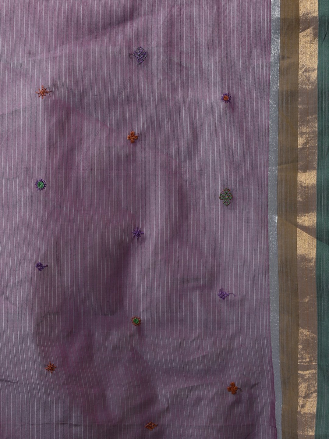 Lavender hand embroidery cotton saree