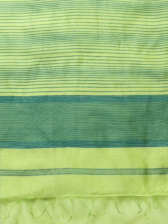 Green handloom maheshwari cotton silk saree