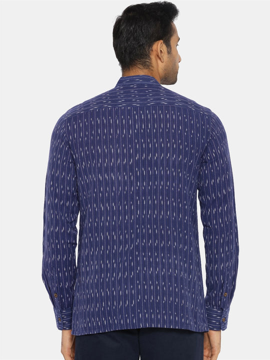 Navy blue extended collared shirt