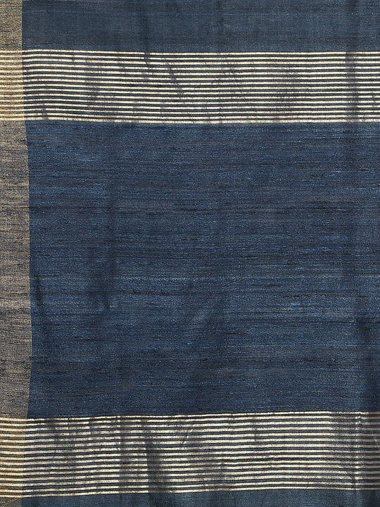Blue tussar silk saree