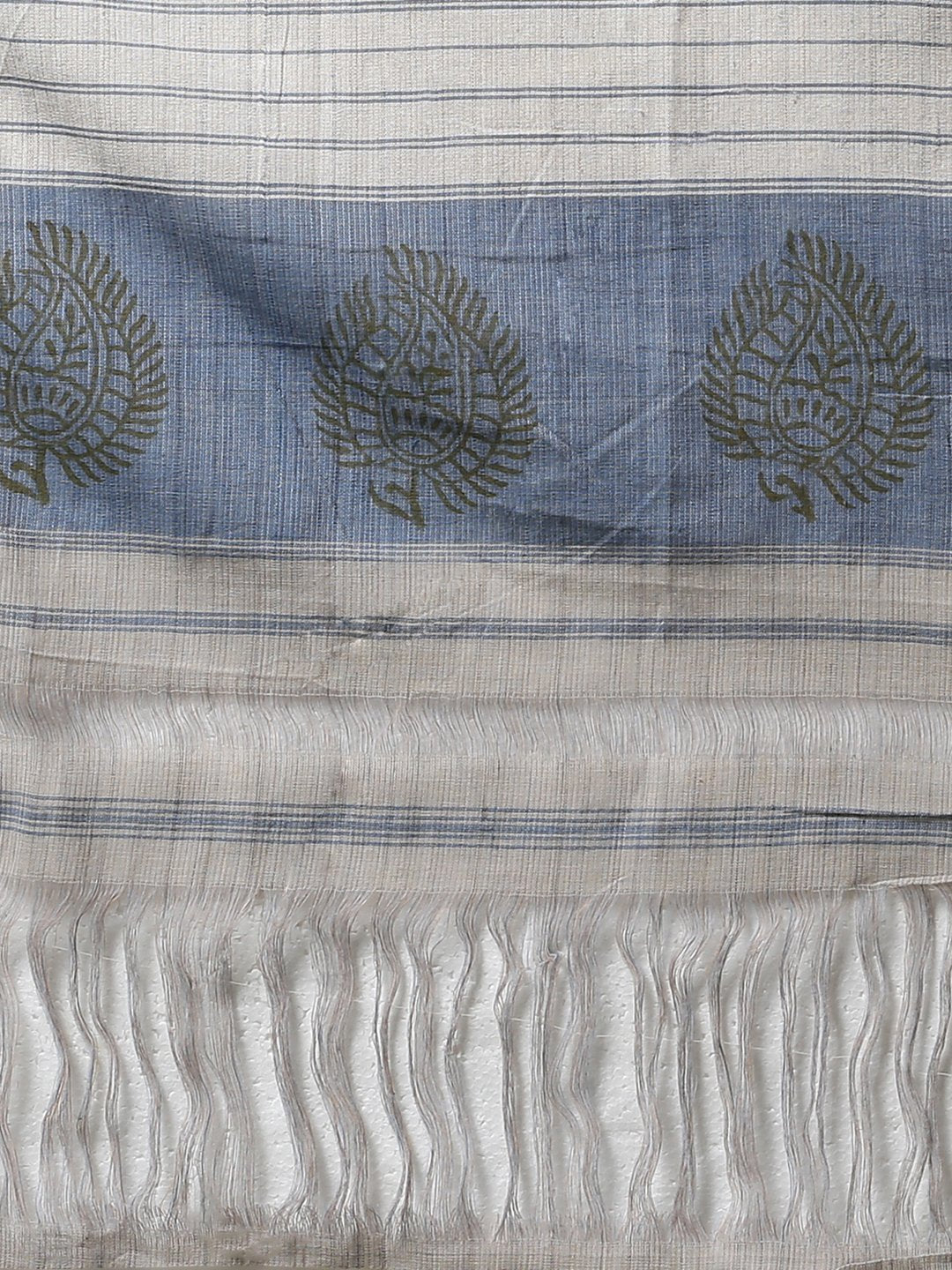 Handblock printed handwoven cotton saree