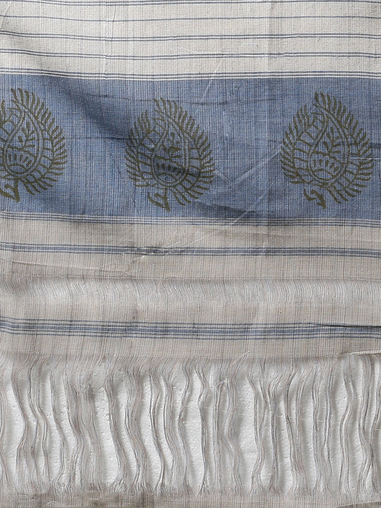 Handblock printed handwoven cotton saree