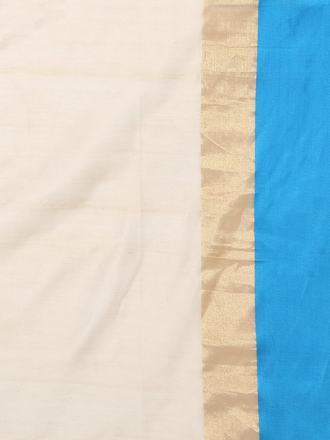 Beige & blue silk cotton maheshwari saree