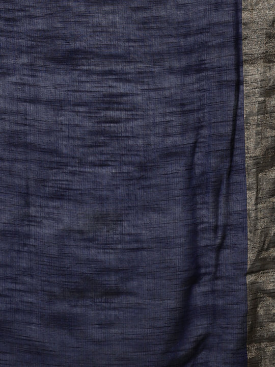 Blue grey bengal handloom cotton silk saree