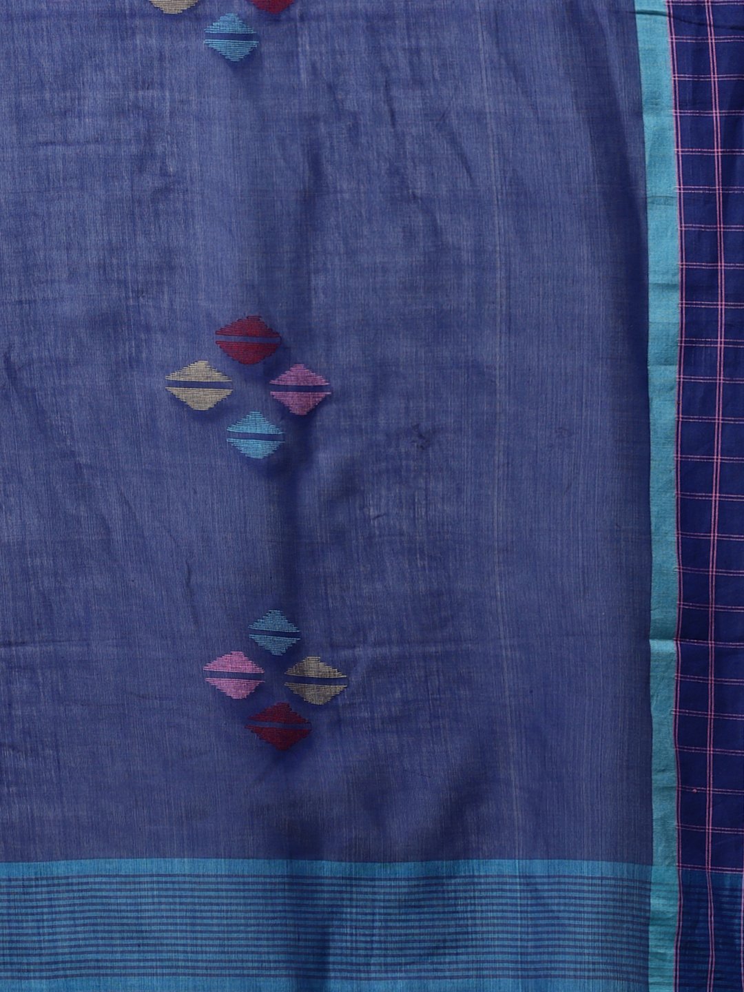 Navy blue handloom phulia cotton saree