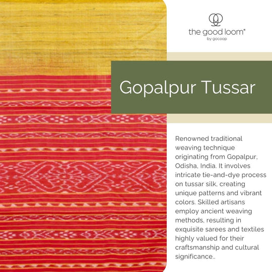 Black red handwoven tussar silk saree
