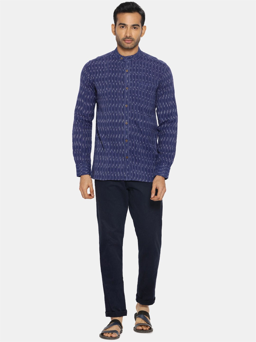 Navy blue extended collared shirt