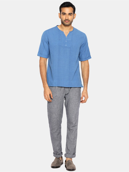 Cobalt blue round collar shirt