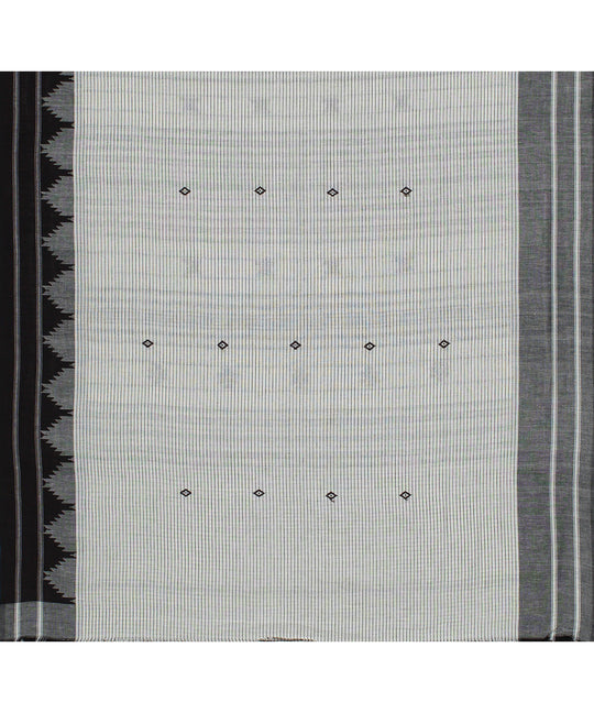 White black handwoven diamond motifs cotton kotpad saree