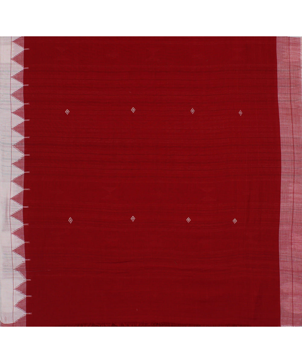 Red white handwoven cotton kotpad saree