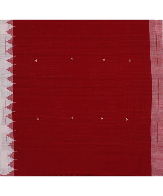 Red white handwoven cotton kotpad saree