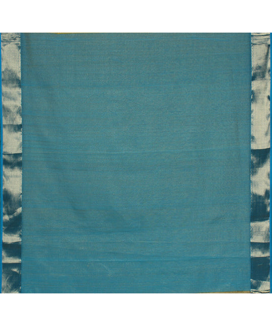 Yellow blue handwoven maheshwari cotton silk saree