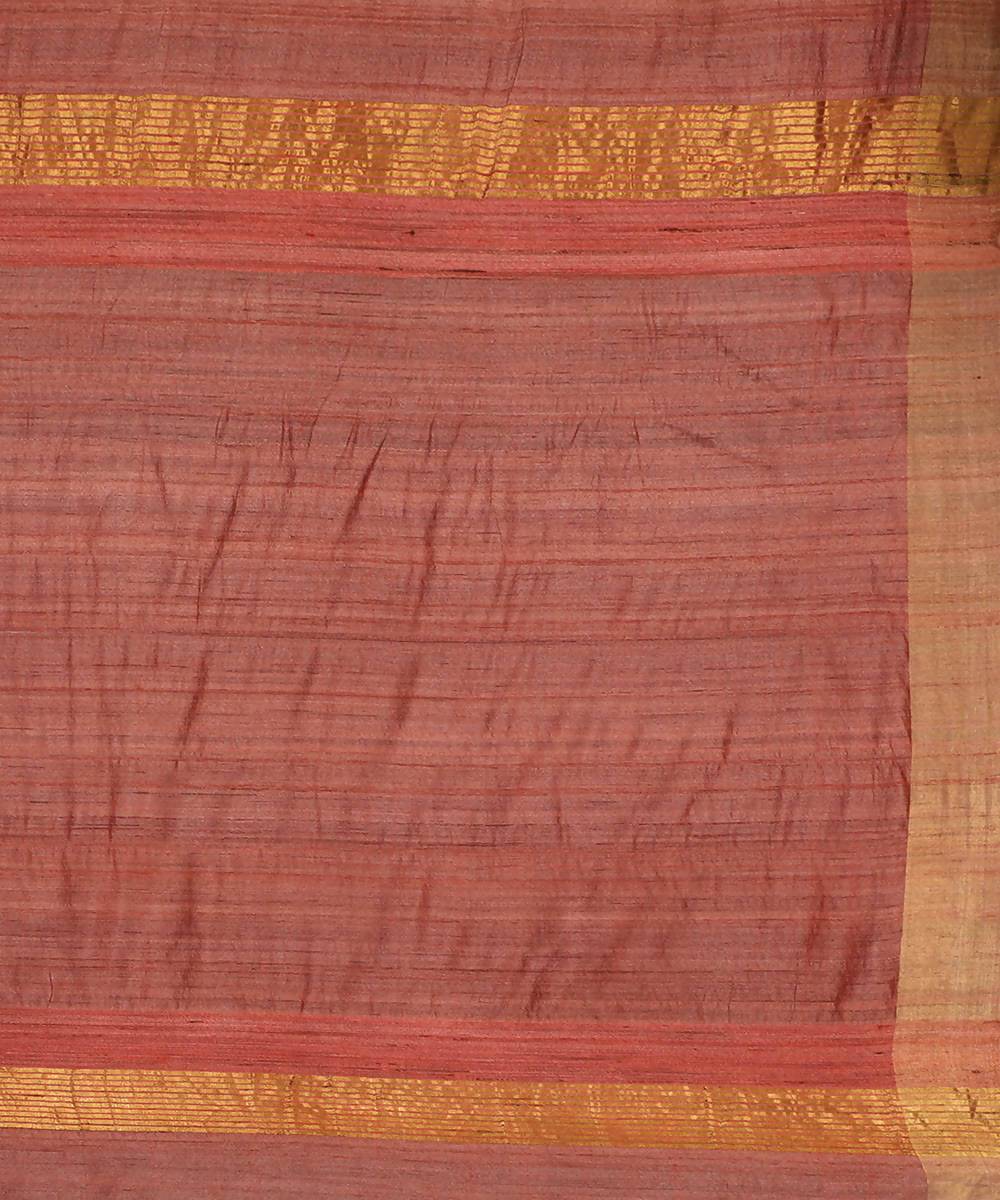 Brown handwoven tussar silk saree