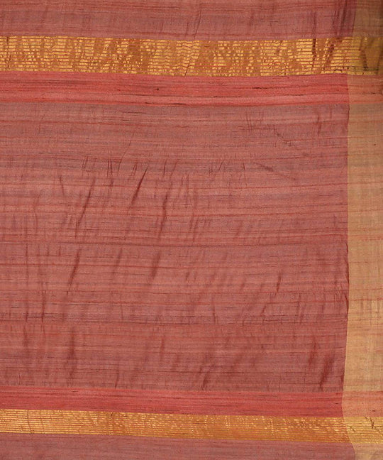 Brown handwoven tussar silk saree